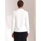 thumbnail image 4 of Blusa de trabajo elegante con decoración de perlas y cuello falso plisado para mujer blanco XS, 4 of 5