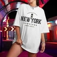 thumbnail image 2 of Rovga T-Shirts For Women Novelty Letter Graphic Oversized Drop Shoulder Longline Tee T Shirts Graphic T Shirts, 2 of 9