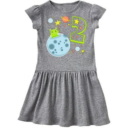 

Inktastic Cute Second Birthday Alien in Space Gift Toddler Girl Dress