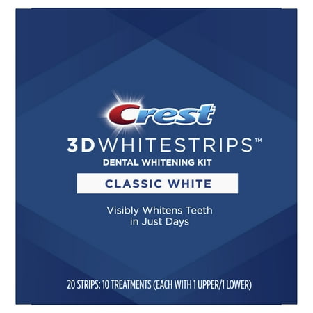 Crest 3D Whitestrips Classic White Teeth Whitening Kit, 10 (Best Shop Bought Teeth Whitening Kit)