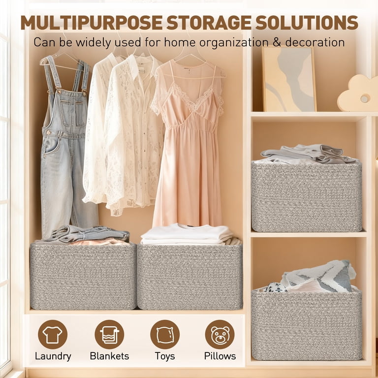 Xueyu Woven Cotton Rope Storage Baskets, 3-Pack photo 4