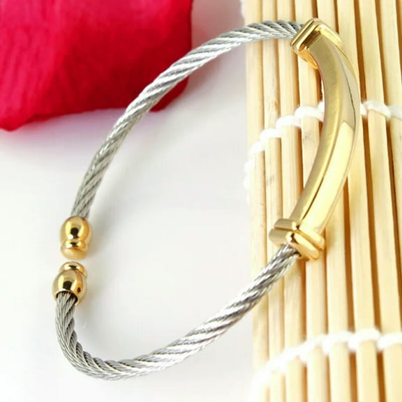 QQTDFG Jewelry Gold Silver Two-Tone Stainless Steel Fashion Link Women's Men's Bracelet-default