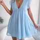 thumbnail image 1 of Vestido De Las Señoras Vestido de lunares con orejas de madera Jacquard Verano Mujer Vestidos para vacaciones (Azul XL) Cgtredaw Para estrenar, 1 of 1