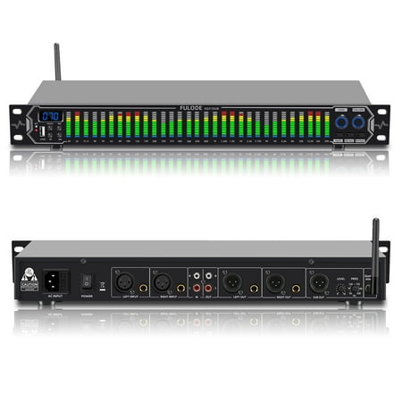 FULODE Home Audio Equalizer, Professional 31-Band Digital Eoualizer,Noise Reduction Rack Mount Audio Spectrum Analyzer,Stereo graphic equalizer Real-time frequency level display