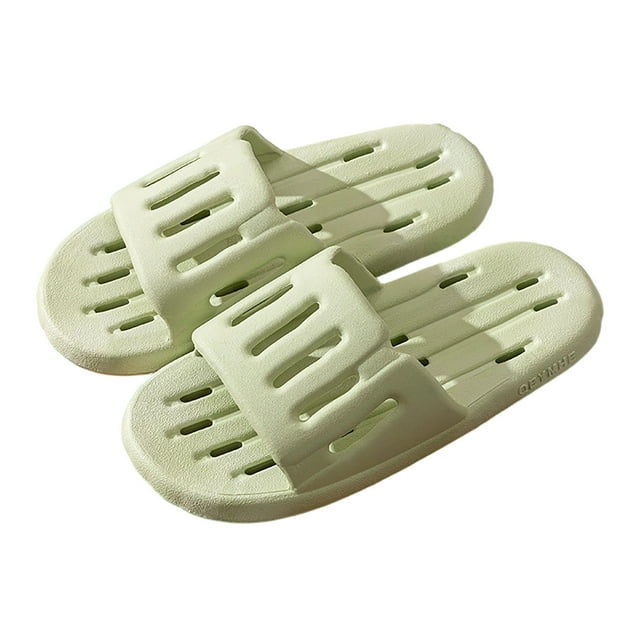 WLOELOEW Quick Dry Bathroom Slippers For Women And Men In Green Pvc Material Size 5.5 Us Foot Length 9.25 Inches Hollow Design Anti Slip