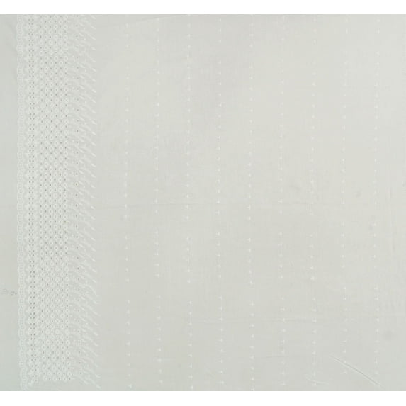 Cotton Cutwork Chikan Embroidered White Fabric 41" Wide Craft Sewing By The Yard