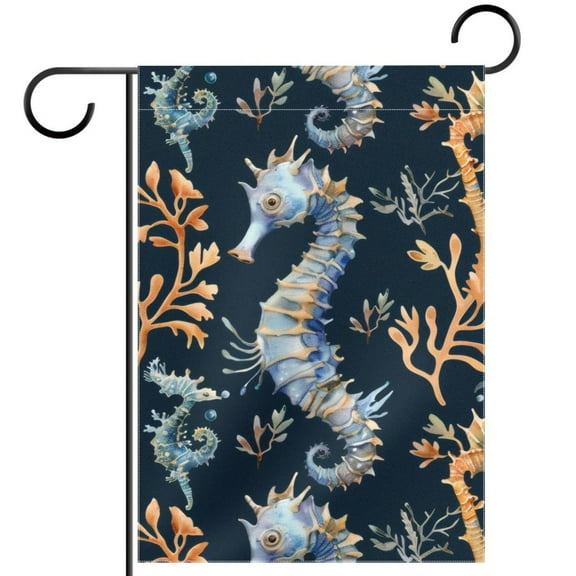 Ocean Seahorse Aesthetic Pattern Decorative Garden Flag for All Seasons, 12 x 18 Inch Small Vertical Double Sided Outside Decoration for Yard Farmhouse