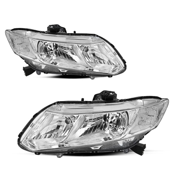 For 2012-2015 Honda Civic Sedan 12-13 Coupe Chrome Clear Headlights Assembly