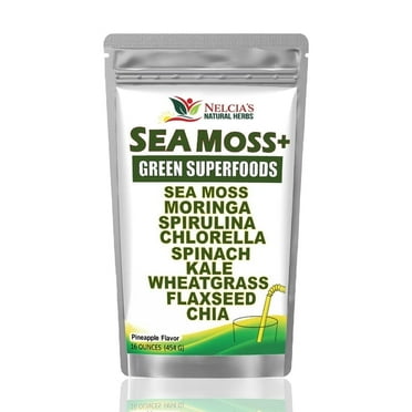 Nelcia's Sea Moss Green Supper Food Supplemet Powder, for Overall Wellness and Energy Booster, 16oz