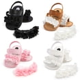 thumbnail image 2 of Sandalias de verano para bebés y niñas de cuero de PU Casual con volantes antideslizantes suela suave zapatos para caminar recién nacidos con diadema 0-18 meses, 2 of 4