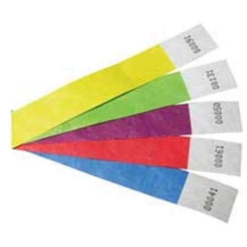 SICURIX Sequentially Numbered Security Wristbands, 3/4", Red, Pack of 100