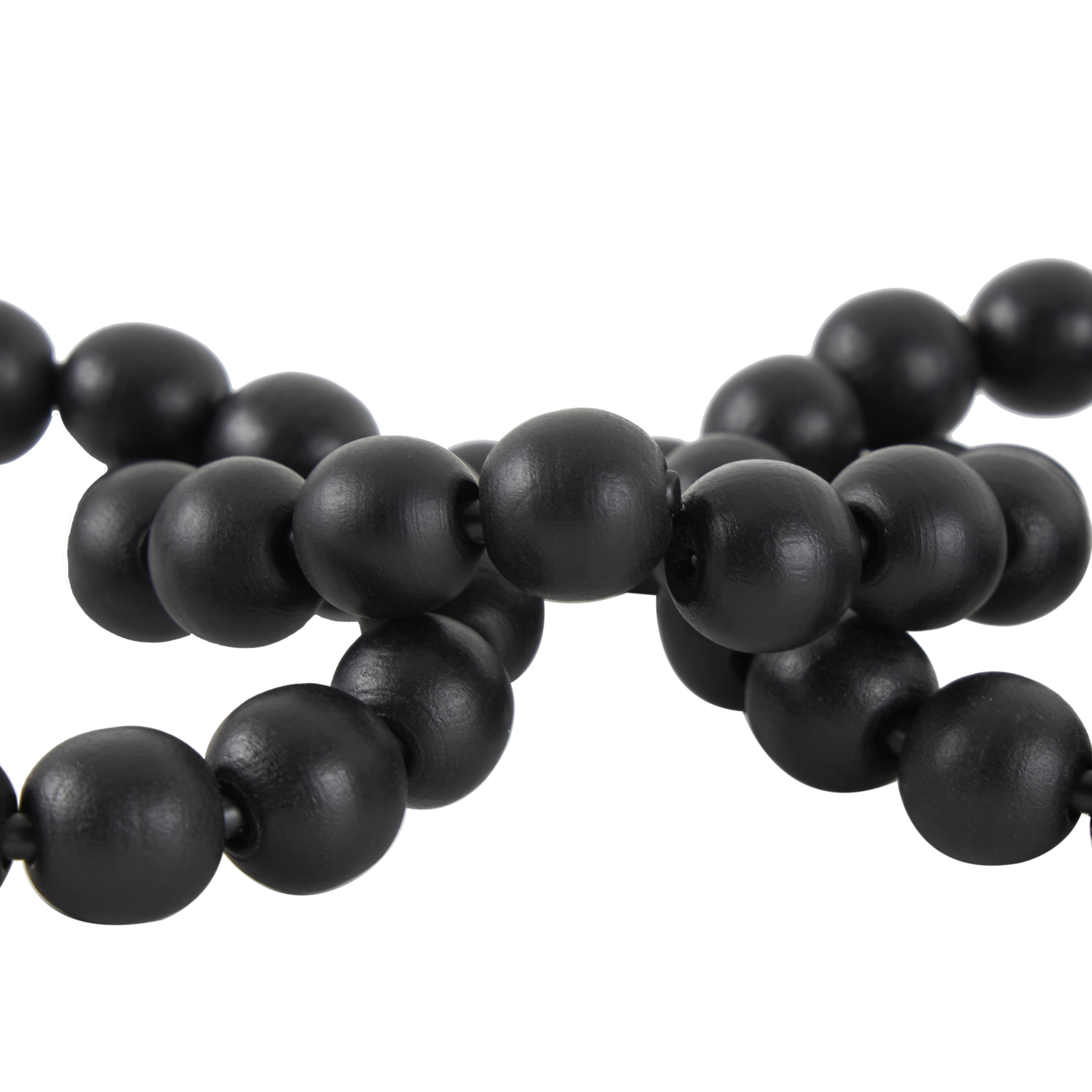 20" x 2" Black Wood Beaded 8 Link Chain Sculpture, by DecMode