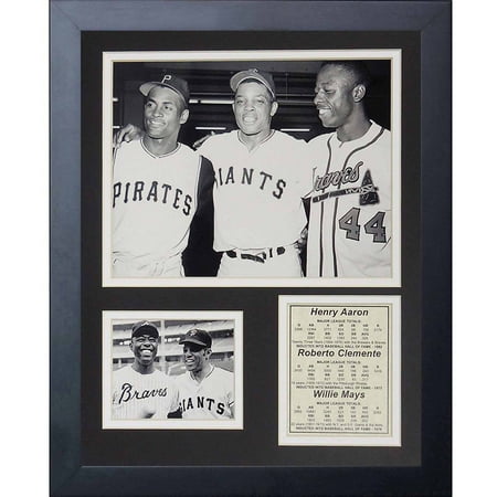 Willie Mays World Series Catch - Legends Never Die Hank Aaron, Roberto Clemente and Willie Mays Framed Photo Collage, 11