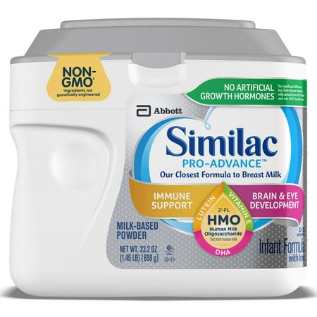 Similac Pro-Advance Baby Formula For Immune Support, With 2'-FL HMO, 4 Count Powder, 23.2-oz Tub