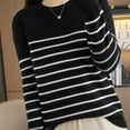 thumbnail image 5 of Rutainlusire Womens Trendy Striped Comfy Loose Sweaters Women's Striped Long Sleeve Blouses Round Neck Casual Fashionable Sweater, 5 of 5