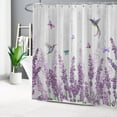 thumbnail image 3 of Purple Lavender Shower Curtain Watercolor Flowers Butterfly Hummingbird White Wooden Board Background Bathroom Shower Curtain Rustic Plant Art Shower Curtain Home Decor with 12 Hooks 72x78 Inches, 3 of 6