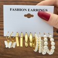 thumbnail image 1 of Juego de pendientes de perlas de Color dorado bohemio de 17KM para mujeres y niñas, pendientes de aro de resina acrílica de mariposa de 27 estilos, joyería de fiesta Brincos Tan Jianjun unisex, 1 of 2