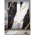 thumbnail image 2 of Black Marble Sheer Curtains 96 Inch Length 2 Panels Set, Luxury Gold White Abstract Cracks Artwork Voile Window Treatment Semi Sheer Long Curtains Drapes for Bedroom/Living Room/Kitchen 52"x96"x2, 2 of 7