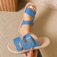 thumbnail image 5 of Womens Slip On Shoes,Summer Sandals for Women,Cute Sandals for Women,Women's Sandals,Flat Sandals for Women,Women's Fashion Plus-Size Flat Sandals With Buckles,Blue,7, 5 of 5