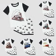 thumbnail image 2 of HCNTES Toddler Boy Outfit Train Print Color Block Round Neck Tee and Shorts 2 Piece Summer Set kid Clothing, 2 of 4