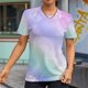thumbnail image 4 of Gibobby Playera de Manga Corta con Cuello Redondo Mujeres Casual Tie Dye Gradient Printing Mangas Cuello redondo Camiseta suelta Blusa Tops(Morado,G), 4 of 4