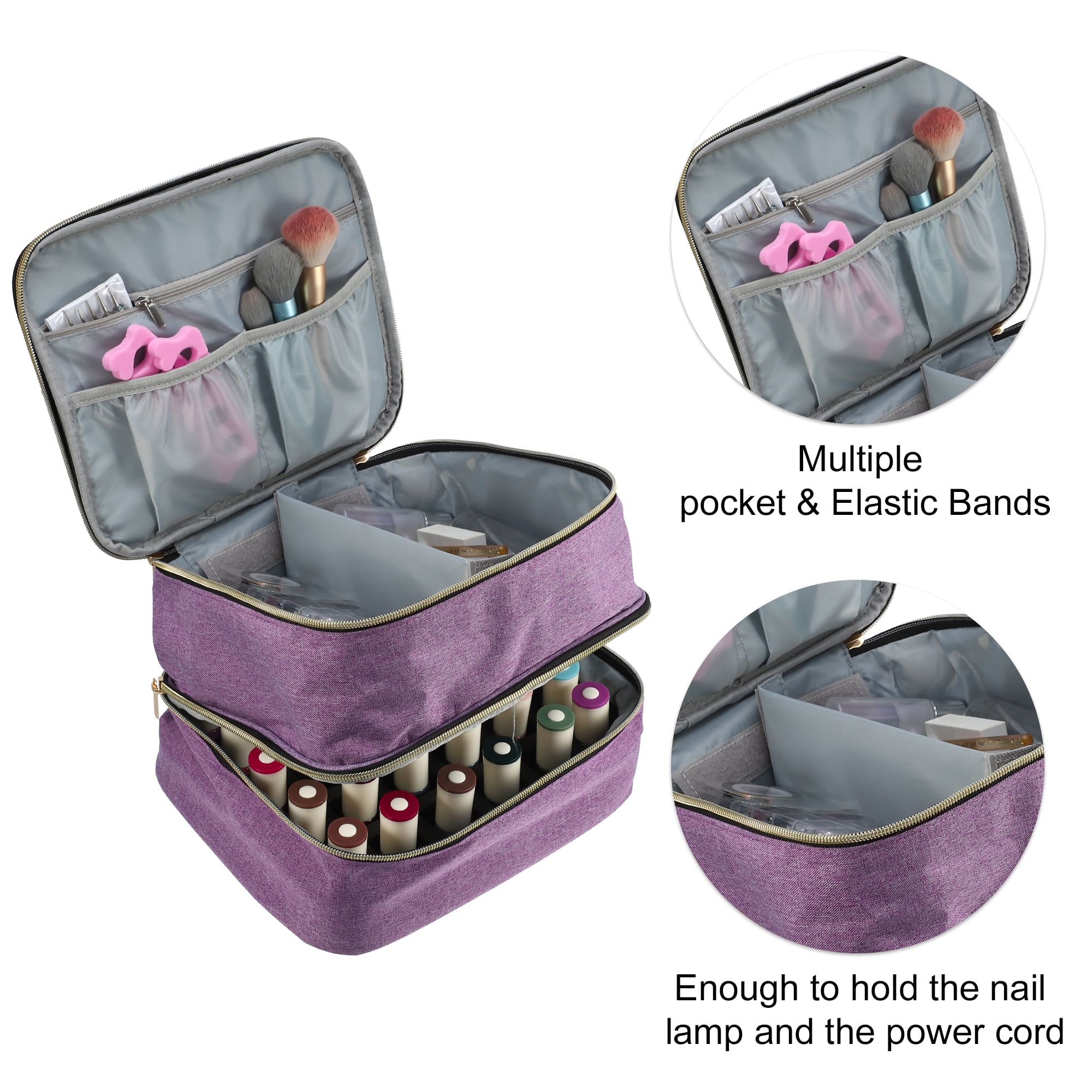 Unique Bargains Floral Makeup Bag Zipper Flower Cosmetic Pouch Purple