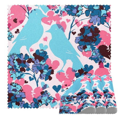 

Placemats Set of 1 Non Slip Washable Table Placemats Flower Birds Heart Pink