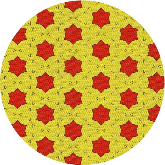 Ahgly Company Indoor Round Patterned Canary Yellow Area Rugs, 6' Round