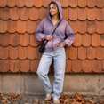 thumbnail image 5 of TQWQT Womens Vintage Washed Zip Up Hoodie Oversized Drop Shoulder Jacket American Casual Kangaroo Pocket Gradient Tie Dye Sweatshirt Loose Fit Long Sleeve Outerwear Streetwear Fashion Tops Purple S, 5 of 5