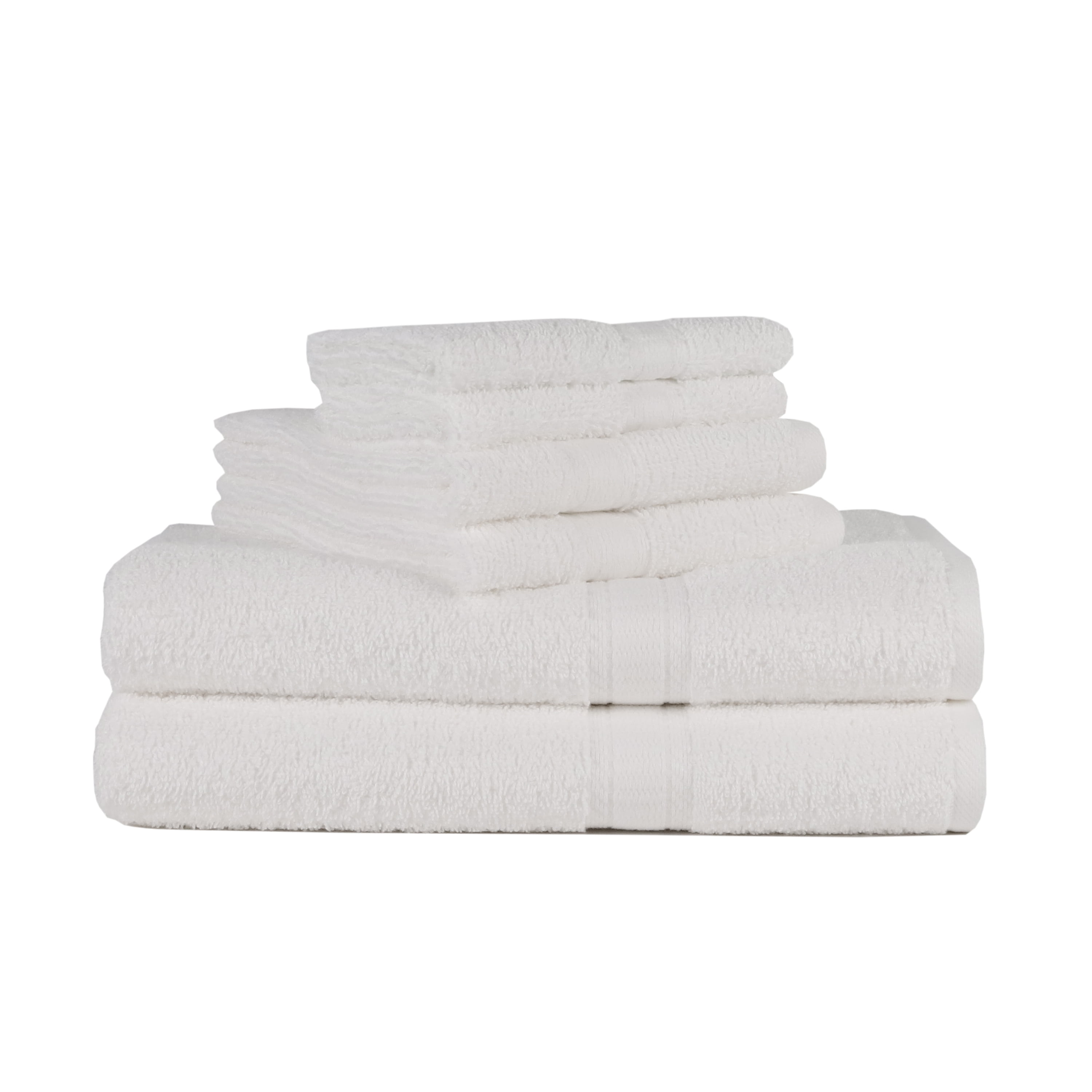 Mainstays Solid 6-Piece Bath Towel Set, White