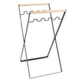 thumbnail image 5 of BIMZUC Foldable Trash Bag Holder Stand Rubber Wood Handle Iron Garbage Stand for Indoor Outdoor Kitchen Portable (22.8 inches / 58 cm) - Black, 5 of 5