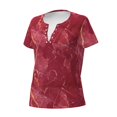 thumbnail image 2 of Naloa Abstract Red Marble Print T-Shirts Short Sleeve V Neck Tees for Women Fashion Tops Trendy Lightweight Soft Casual Summer Outfits Clothes, 2 of 5
