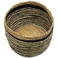 thumbnail image 3 of Northlight Set of 3 Tan and Black Striped Seagrass Storage Baskets with Braided Trim 17", 3 of 6