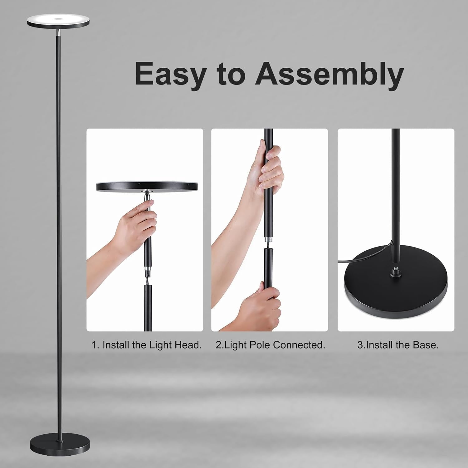Floor Lamps for Living Room, 32W/3000LM Super Bright LED Floor Lamp with Remote Control, 69" Tall Standing Lamp with Stepless Dimmable, Modern Corner Lamp for Bedroom, Office