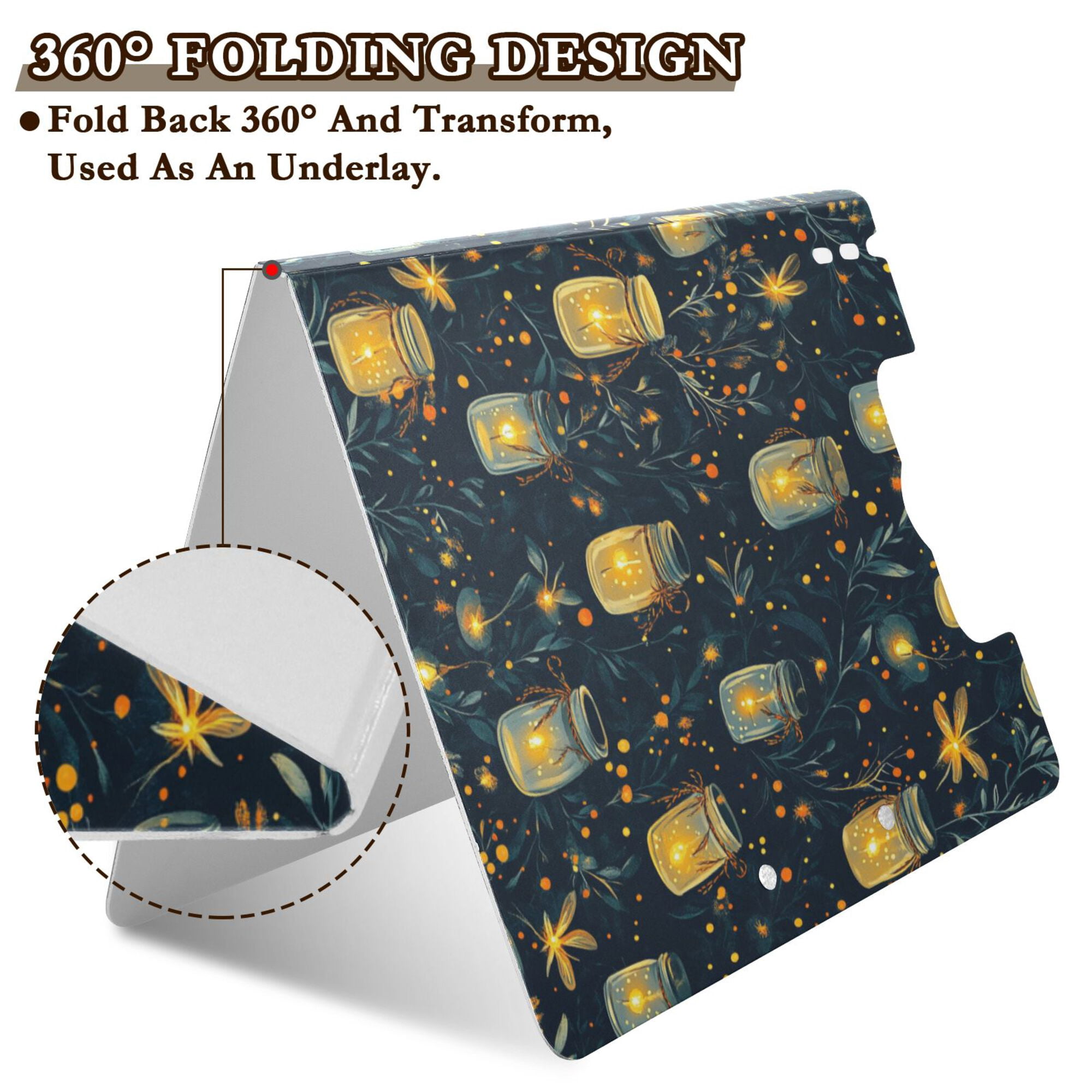 FORMRS A4 Clipboard Folder with Pen Holder Horizontal Foldable School Office Binder, Orange Fireflies Pattern