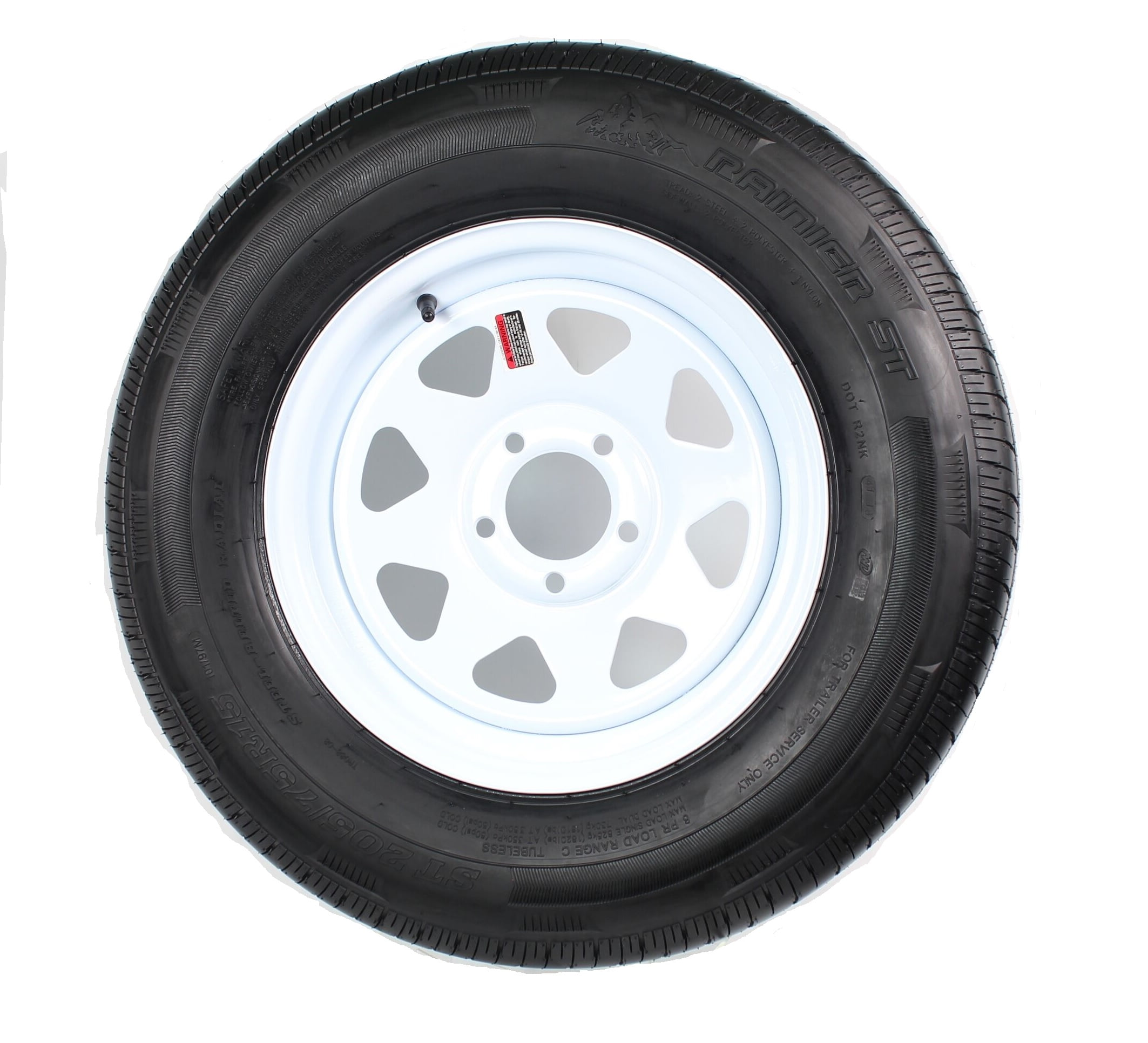 5-5 bolt circle 15 x 5 Silver Modular Trailer Wheel with bias AllStar ST20575D15C Tire Mounted 