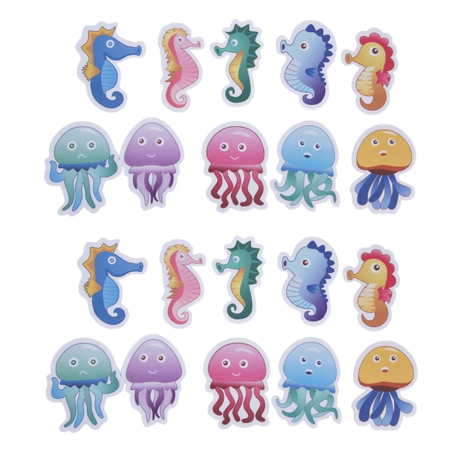 Sea Animal Appliques, Easy Clean Slip Protection Cute Cartoon Pattern 20Pcs/2Set Bathtub Stickers Strong Adhensive For Bathrooms