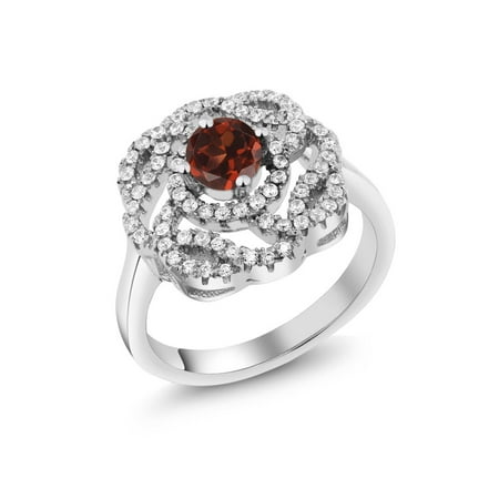 Red Garnet Ring - 1.63 Ct Round Red Garnet 925 Sterling Silver Ring