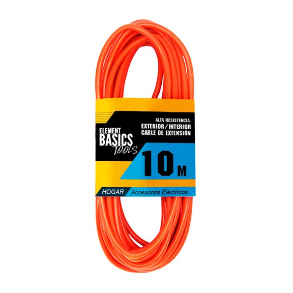 Cable De Extensión De Uso Rudo Color Naranja De 10 Metros