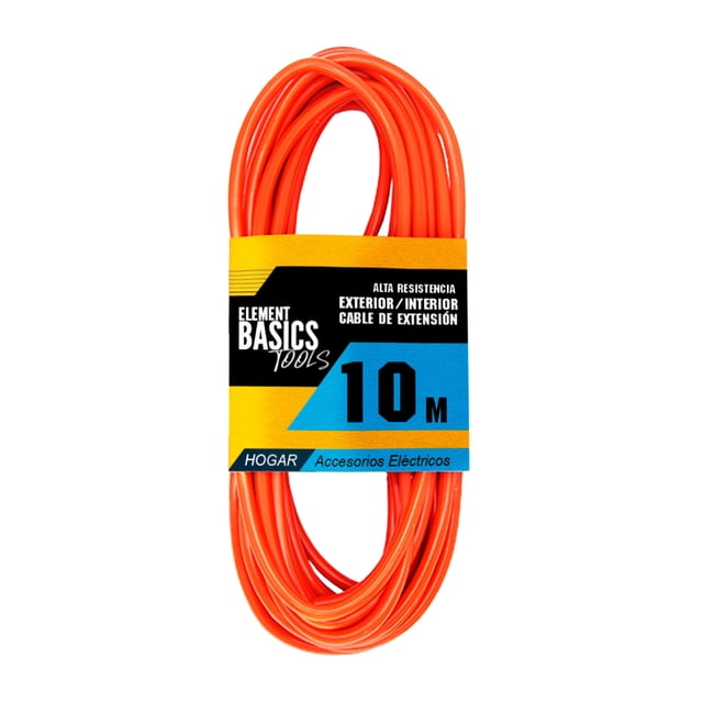Cable De Extensión De Uso Rudo Color Naranja De 10 Metros