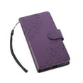 thumbnail image 4 of ELEHOLD Case for Google Pixel 9A, Flower Embossed Flip Leather Wallet Phone Case with 3 Card Slots & Wrist Strap,Darkpurple, 4 of 7