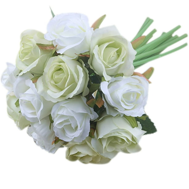 Rosa Sosteniendo Flores Ramo Novia Accesorios de Fotografía de Boda Flores Falsas Artificiales 12 Piezas Noticed JJ19843-02