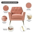 thumbnail image 7 of Upholstered Velvet Armchair Lounge Accent Chair Button Tufted Foam Metal Legs Living Room Bedroom Pink, 7 of 7