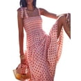thumbnail image 5 of Women Printed Slip Dress, Adults Summer Sleeveless Tie Up Boat Neck Maxi One-piece, 5 of 10