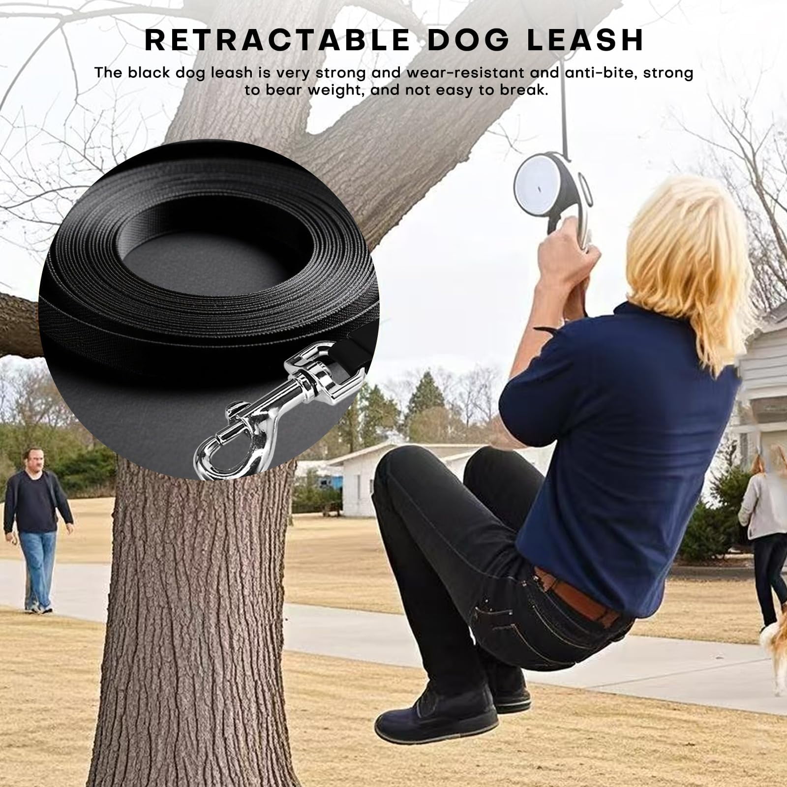 Retractable Dog Leash with Chew Proof Cable,26Ft Heavy Duty Dog Leash for Small Medium Large Dogs up to 110lbs(26Ft+Blue)
