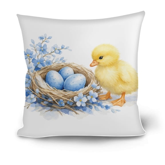 Uutvery 18x18 Inch Easter Pillowcase Cover, Polyester Decorative Cushion with Doodle Space, Soft Holiday Throw for Sofa Chair Bed, Gift for Family