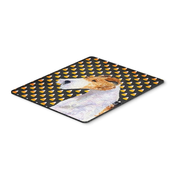 "Fox Terrier Candy Corn Halloween Portrait Mouse Pad Hot Pad or Trivet"