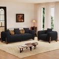 thumbnail image 5 of Morden Fort Sherpa Boucle Black Single Sofa , 44.25"W Cloud Upholstered Armchair Couch with Wood Leg, Black, 5 of 9