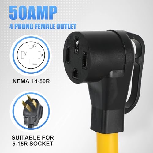 10FT NEMA 14-30P to 14-50R EV Charger Adapter Cord, 30 Amp 4 Prong Dryer Male Plug to 50 Amp Female EV Conversion Adapter, for Level 2 or Telsa EV Charging