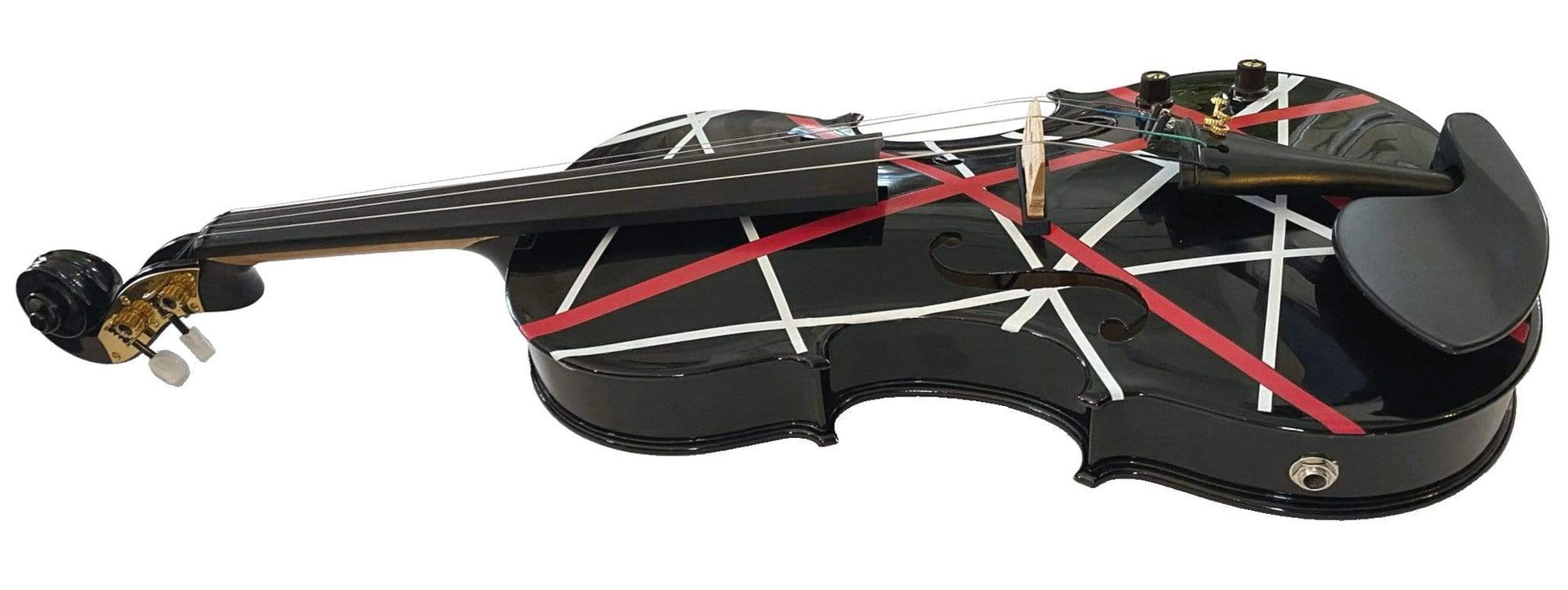 Wrap Electric Acoustic Violin w Matching Carbon Fiber Bow Mechanical Pegs Case Crystal Fine Tuners Rosin Strings Set Up